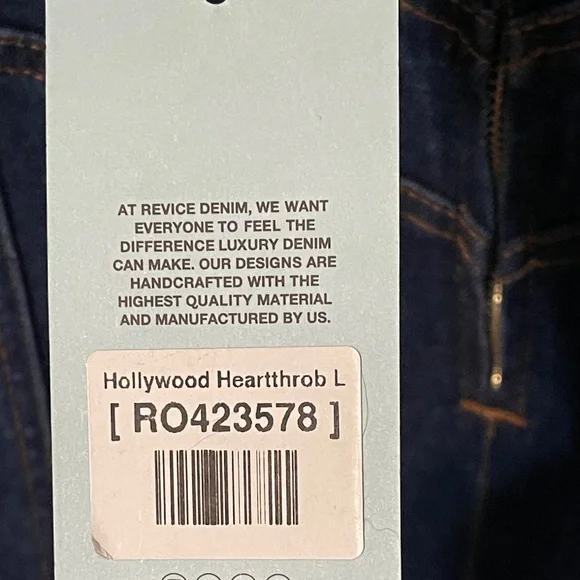 NWT Revice Denim Hollywood Heartthrob Jumpsuit Heart Back Cutout Flare Large - Picture 13 of 16